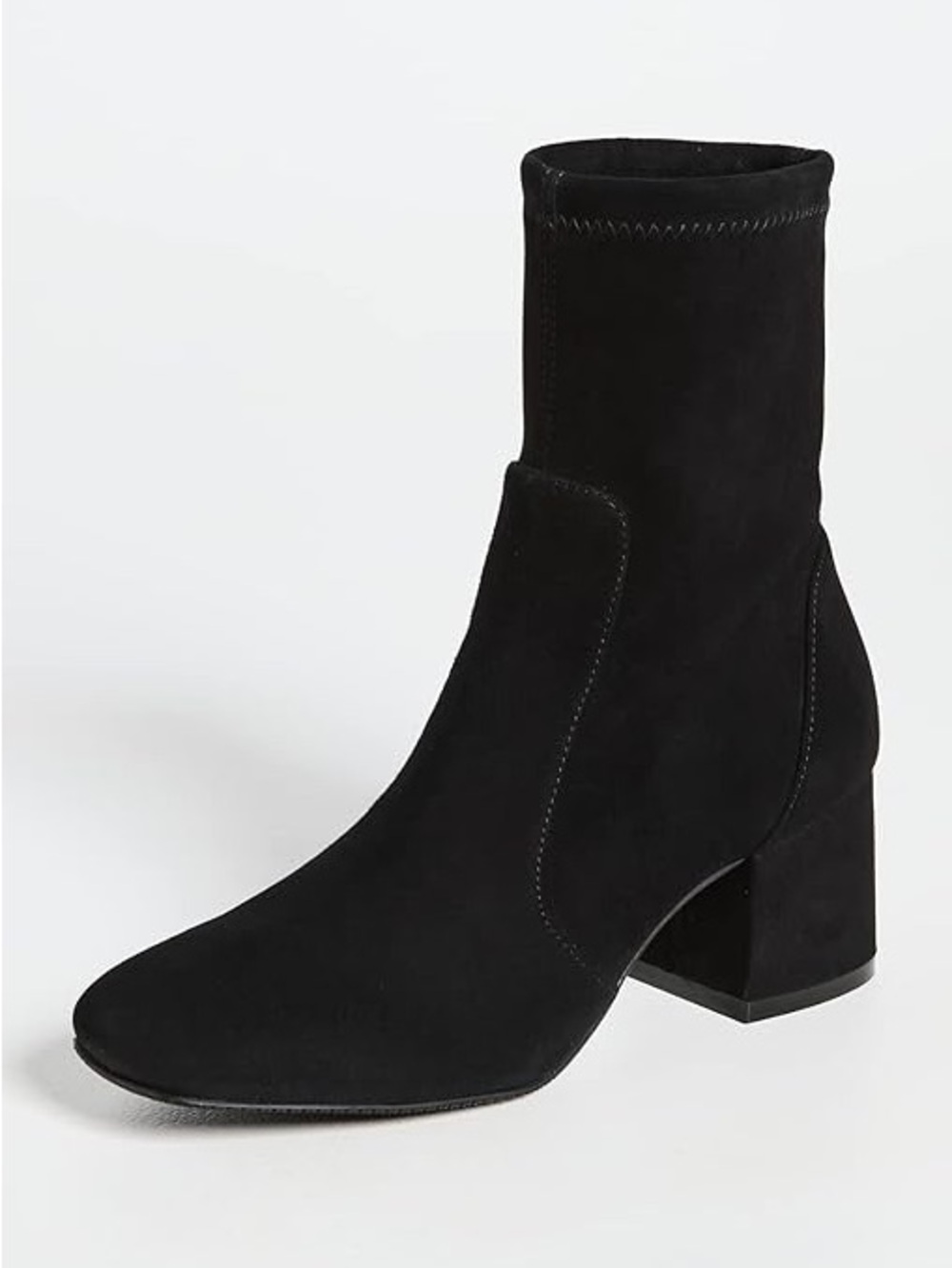 Stuart Weitzman black sleek sock booties boots suede